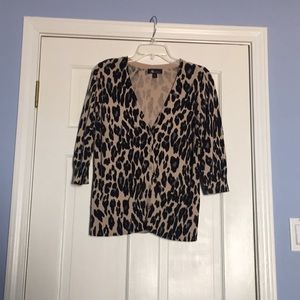 Leopard print 3/4 sleeved cardigan